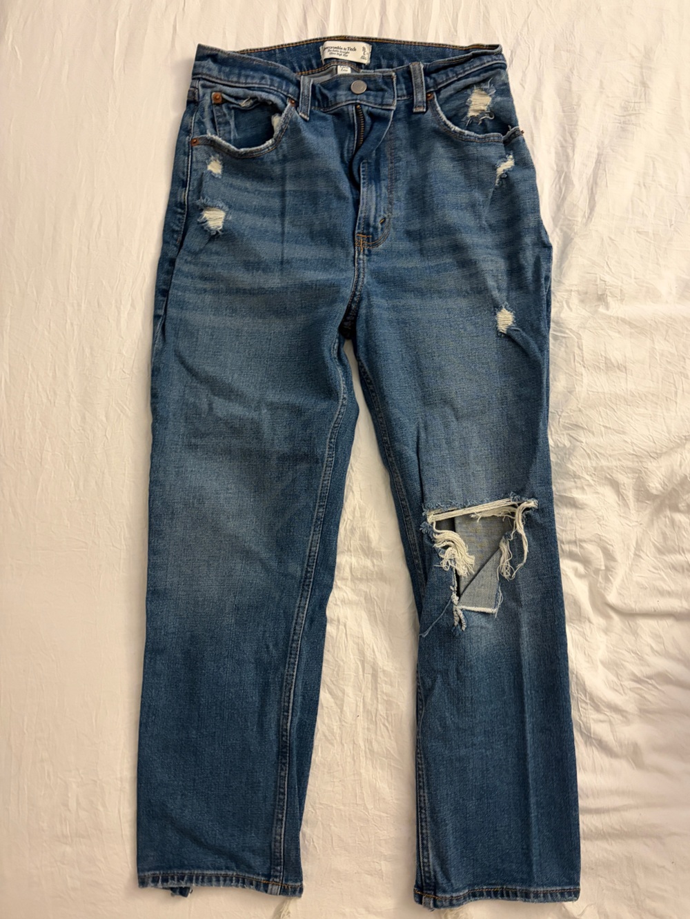 Abercrombie & Fitch Slim Straight Distressed Blue Jeans